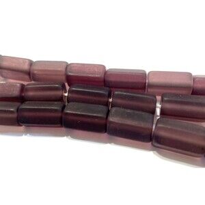 Frosted Purple Glass Beads Pentagon Shape 24pcs 10x15MM Tube Bead
